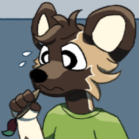 Oliver, an african wild dog currently having some issues with his painting